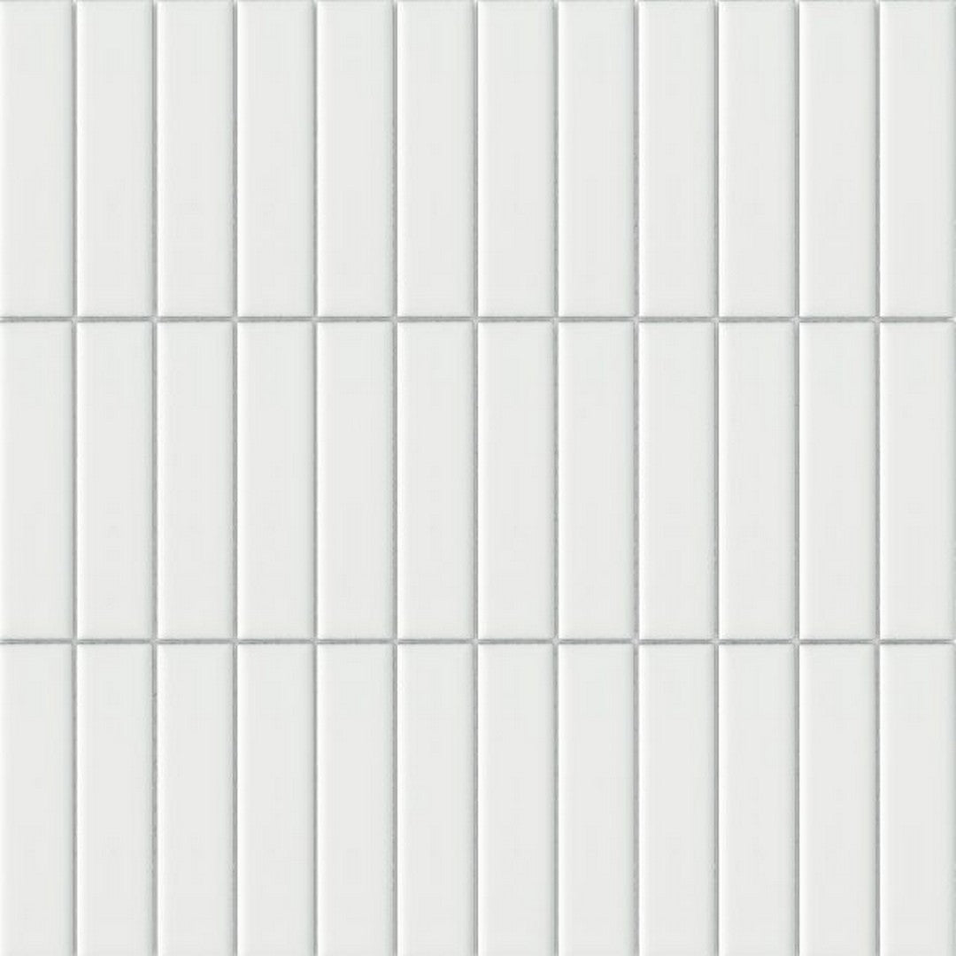 Happy Floors Artisan 12" x 12" Glossy Ceramic Soldier Stack Mosaic, White, 12" x 12"