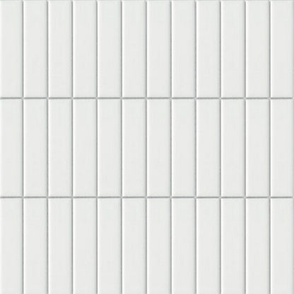Happy Floors Artisan 12" x 12" Glossy Ceramic Soldier Stack Mosaic, White, 12" x 12"