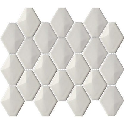 Happy Floors Artisan 12" x 12" Glossy Ceramic Diamond Mosaic, Taupe, 12" x 12"
