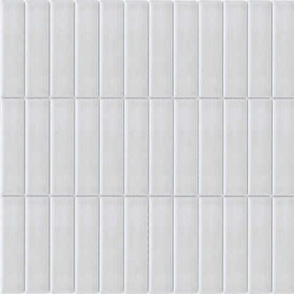 Happy Floors Artisan 12" x 12" Glossy Ceramic Soldier Stack Mosaic, Pearl, 12" x 12"