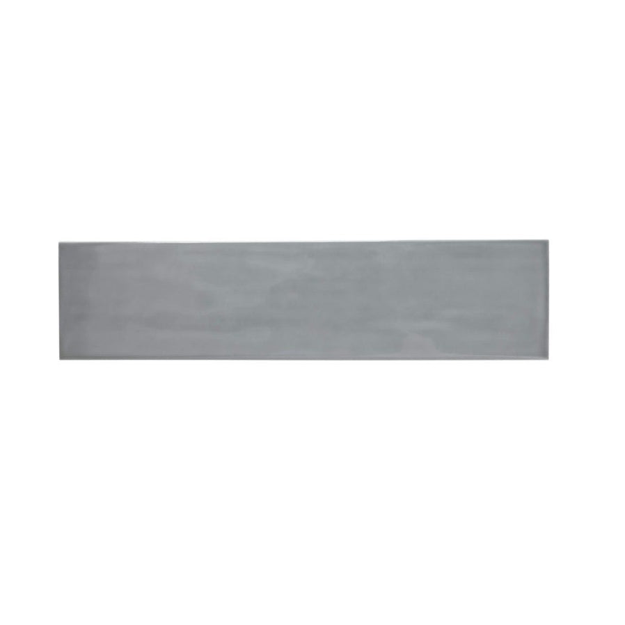 Happy Floors Artisan 4" x 16" Pressed Glossy Ceramic Wall Tile, Grey, 4" x 16"