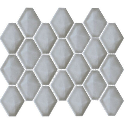 Happy Floors Artisan 12" x 12" Glossy Ceramic Diamond Mosaic, Grey, 12" x 12"