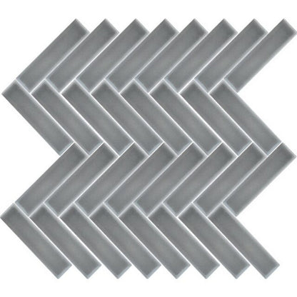 Happy Floors Artisan 12" x 12" Glossy Ceramic 1x4" Herrinbone Mosaic, Dark, 12" x 12"