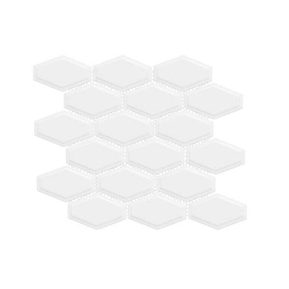 Happy Floors Artisan 10.5" x 11" Glossy Porcelain Elongated Hexagon Mosaic, White, 10.5" x 11"