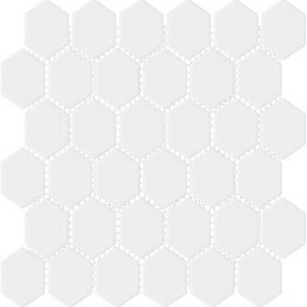 Happy Floors Artisan 11" x 12.5" Grip Porcelain 2" Hexagon Mosaic, White, 11" x 12.5"