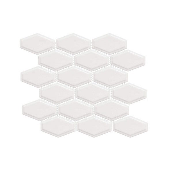 Happy Floors Artisan 10.5" x 11" Glossy Porcelain Elongated Hexagon Mosaic, Albar, 10.5" x 11"