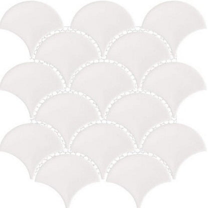Happy Floors Artisan 10" x 10.5" Glossy Porcelain Fan Mosaic, Albar, 10" x 10.5"
