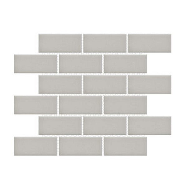 Happy Floors Artisan 11.5" x 11.5" Glossy Porcelain 2x4" Flat Brick Mosaic, Taupe, 11.5" x 11.5"