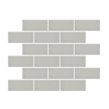 Happy Floors Artisan 11.5" x 11.5" Glossy Porcelain 2x4" Flat Brick Mosaic, Taupe, 11.5" x 11.5"
