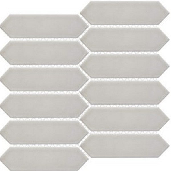 Happy Floors Artisan 11" x 11.5" Glossy Porcelain Picket Mosaic, Taupe, 11" x 11.5"