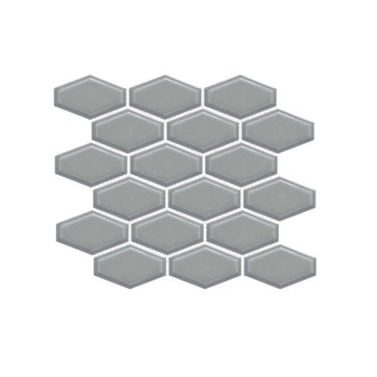 Happy Floors Artisan 10.5" x 11" Glossy Porcelain Elongated Hexagon Mosaic, Grey, 10.5" x 11"