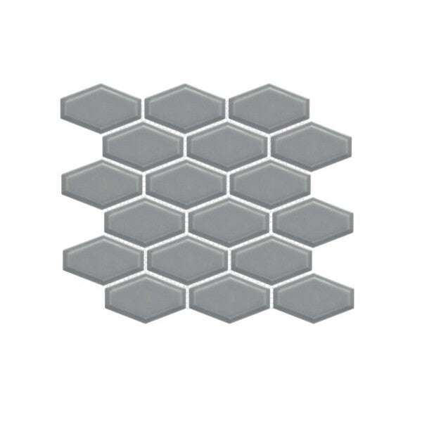 Happy Floors Artisan 10.5" x 11" Glossy Porcelain Elongated Hexagon Mosaic, Dark, 10.5" x 11"