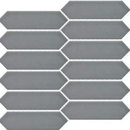 Happy Floors Artisan 11" x 11.5" Glossy Porcelain Picket Mosaic, Dark, 11" x 11.5"