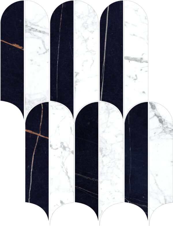 Happy Floors Kobe 9" x 12.5" Rectified Natural Porcelain Quill Mosaic, Verde, 9" x 12.5"