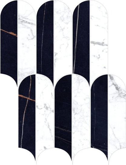 Happy Floors Kobe 9" x 12.5" Rectified Polished Porcelain Quill Mosaic, Verde, 9" x 12.5"