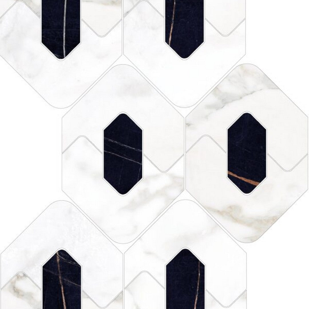 Happy Floors Kobe 8" x 13" Rectified Natural Porcelain Legend Mosaic, Borghini, 8" x 13"