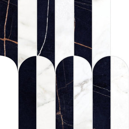 Happy Floors Kobe 9" x 12.5" Rectified Polished Porcelain Quill Mosaic, Borghini, 9" x 12.5"
