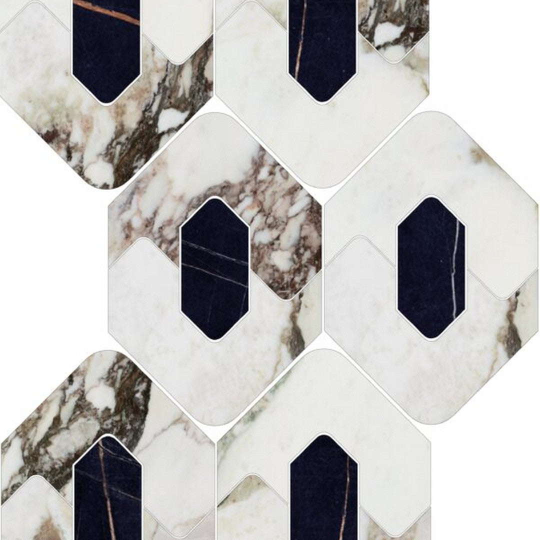 Happy Floors Kobe 8" x 13" Rectified Polished Porcelain Legend Mosaic, Calacatta Viola, 8" x 13"