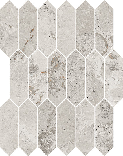 Happy Floors Eva 11.5" x 11" Polished Porcelain Picket Mosaic, Pebble, 11.5" x 11"