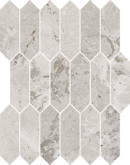 Happy Floors Eva 11.5" x 11" Polished Porcelain Picket Mosaic, Pebble, 11.5" x 11"