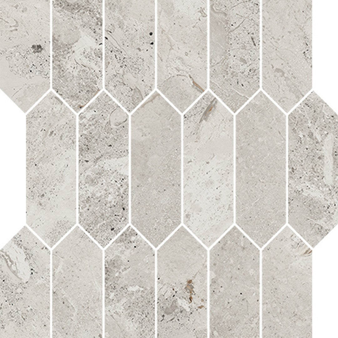 Happy Floors Eva 11.5" x 11" Polished Porcelain Picket Mosaic, Pebble, 11.5" x 11"