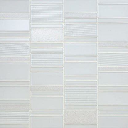 American Olean Serentina 12.25" x 11.88" Glossy Glass & Stone Block Random Mosaic