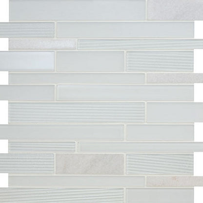 American Olean Serentina 13.25" x 11.75" Glossy Glass & Stone Random Linear Mosaic, Bliss, 13.25" x 11.75"