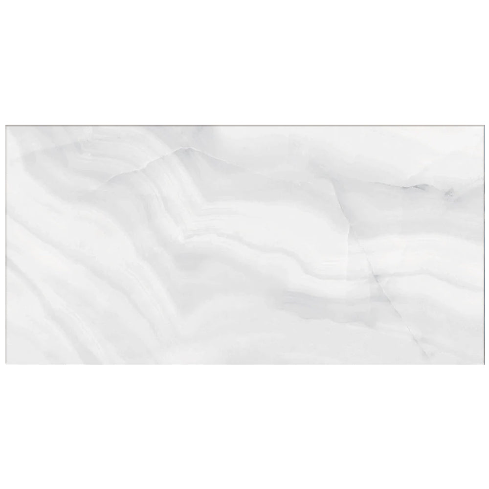 Happy Floors Athena 24" x 48" Rectified Polished Porcelain Tile, Blanc, 24" x 48"