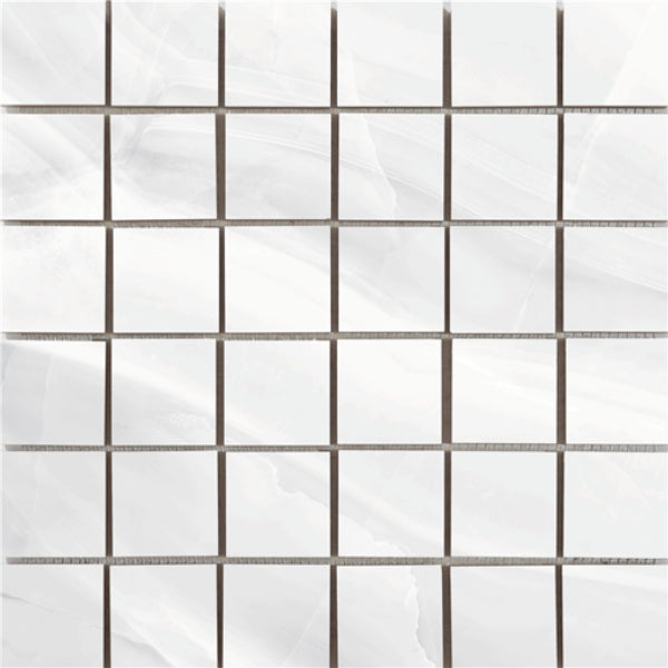 Happy Floors Athena 12" x 12" Polished Porcelain 2" Mosaic, Blanc, 12" x 12"