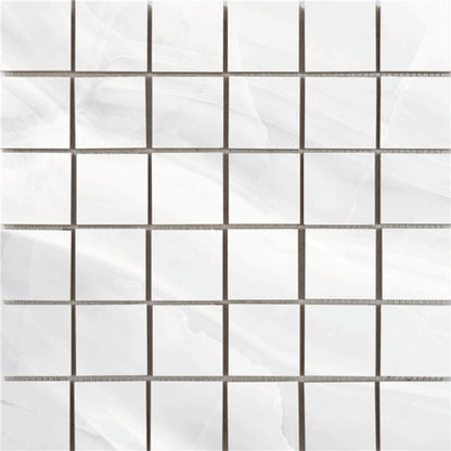 Happy Floors Athena 12" x 12" Polished Porcelain 2" Mosaic, Blanc, 12" x 12"