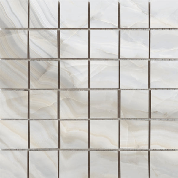 Happy Floors Athena 12" x 12" Natural Porcelain 2" Mosaic, Plata, 12" x 12"