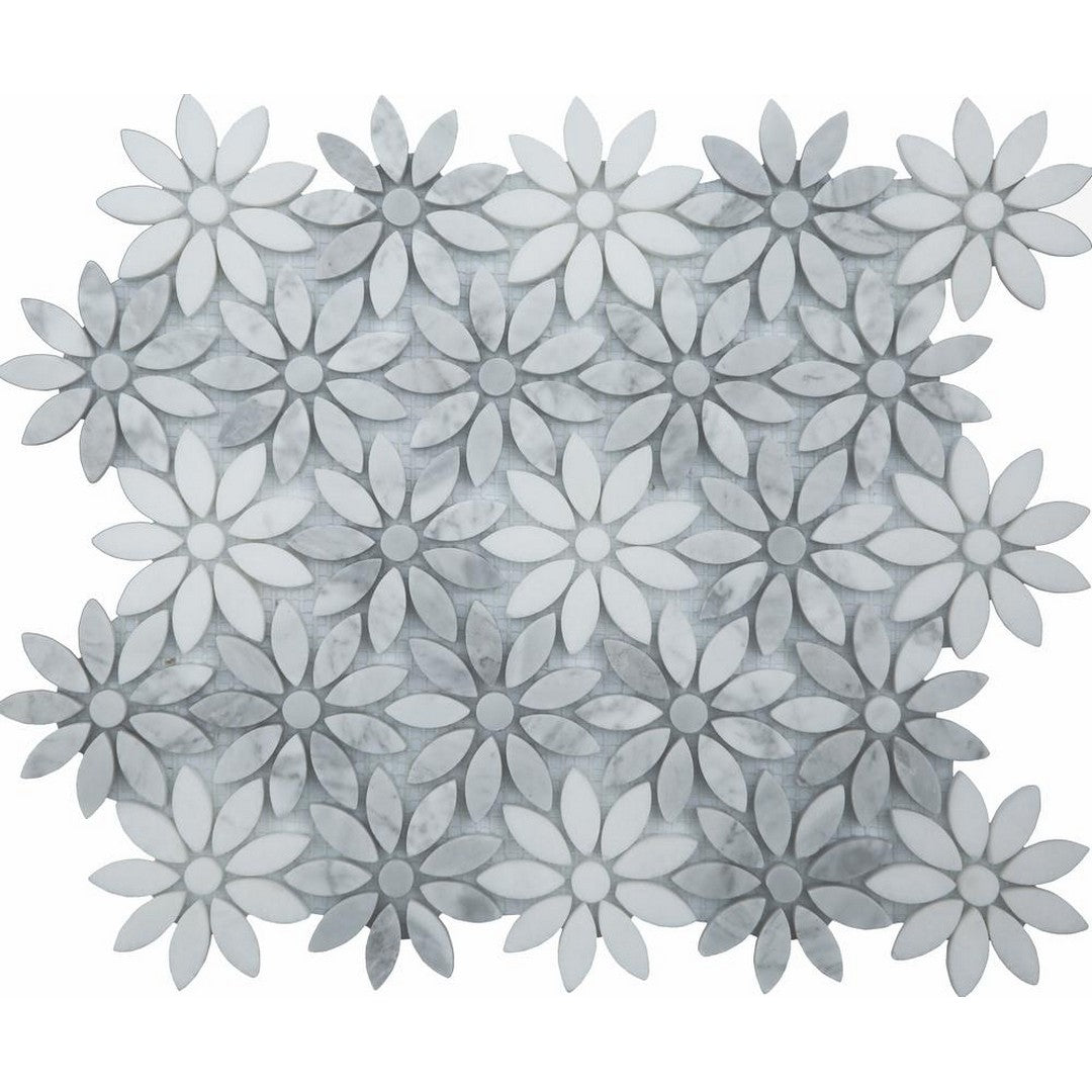Ottimo Ornate 11.5" x 14" Rectified Honed Natural Stone Mosaic, Flower, 11.5" x 14"