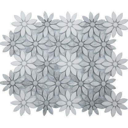 Ottimo Ornate 11.5" x 14" Rectified Honed Natural Stone Mosaic, Flower, 11.5" x 14"