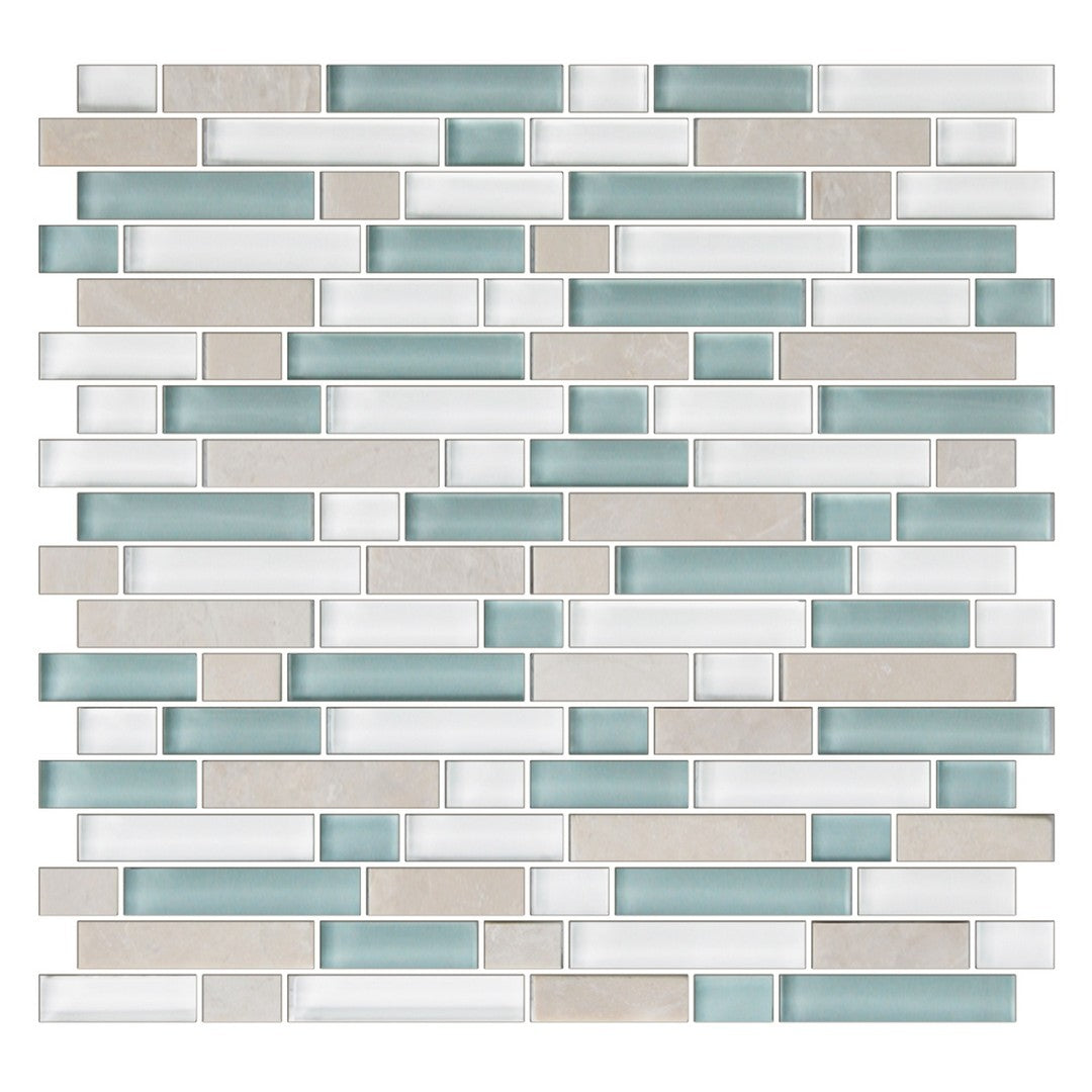 American Olean Color Appeal Glossy 12" x 12" Glass & Stone Mosaic, Pacific Coast, 12" x 12"