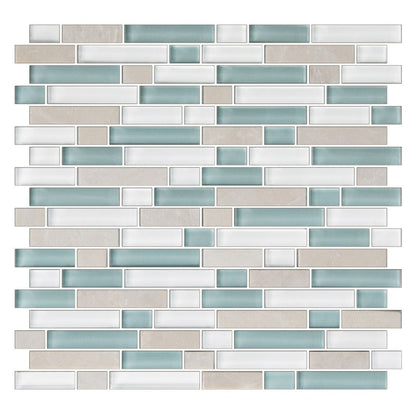 American Olean Color Appeal Glossy 12" x 12" Glass & Stone Mosaic, Pacific Coast, 12" x 12"