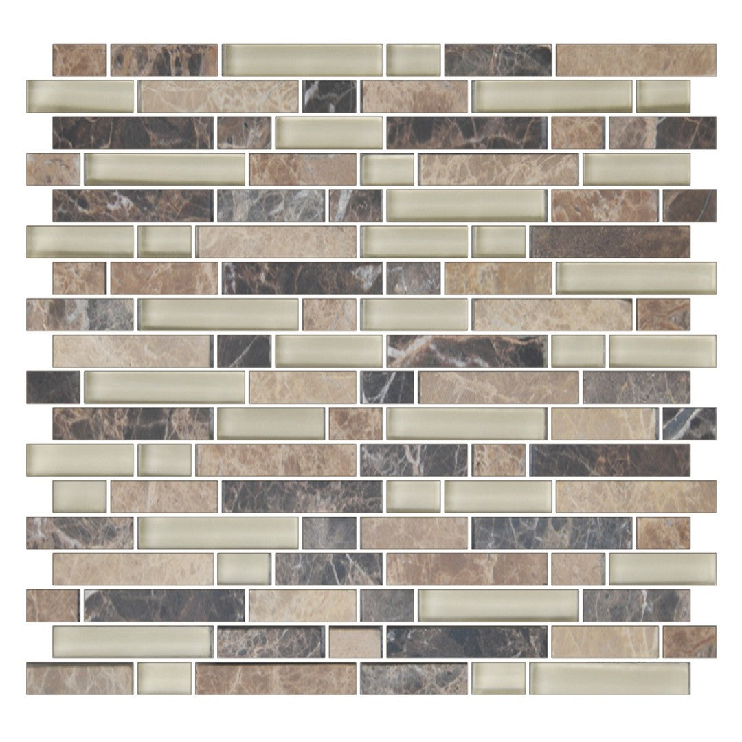 American Olean Color Appeal Glossy 12" x 12" Glass & Stone Mosaic, Pebble Beach, 12" x 12"