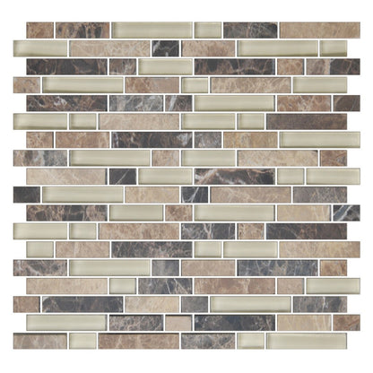 American Olean Color Appeal Glossy 12" x 12" Glass & Stone Mosaic, Pebble Beach, 12" x 12"