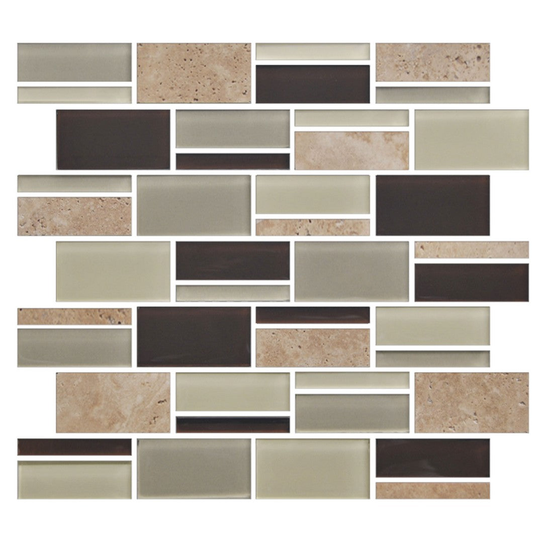 American Olean Color Appeal Glossy 12" x 13" Glass & Stone Mosaic, Canyon Trail, 12" x 13"