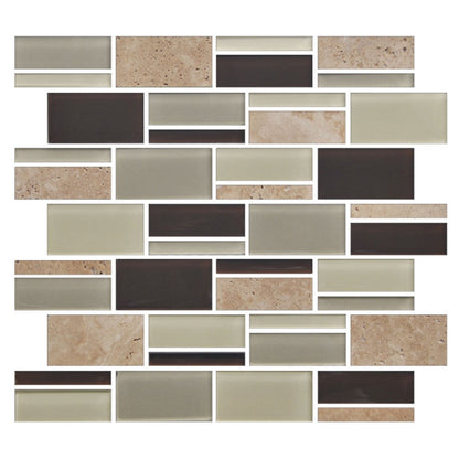 American Olean Color Appeal Glossy 12" x 13" Glass & Stone Mosaic, Canyon Trail, 12" x 13"