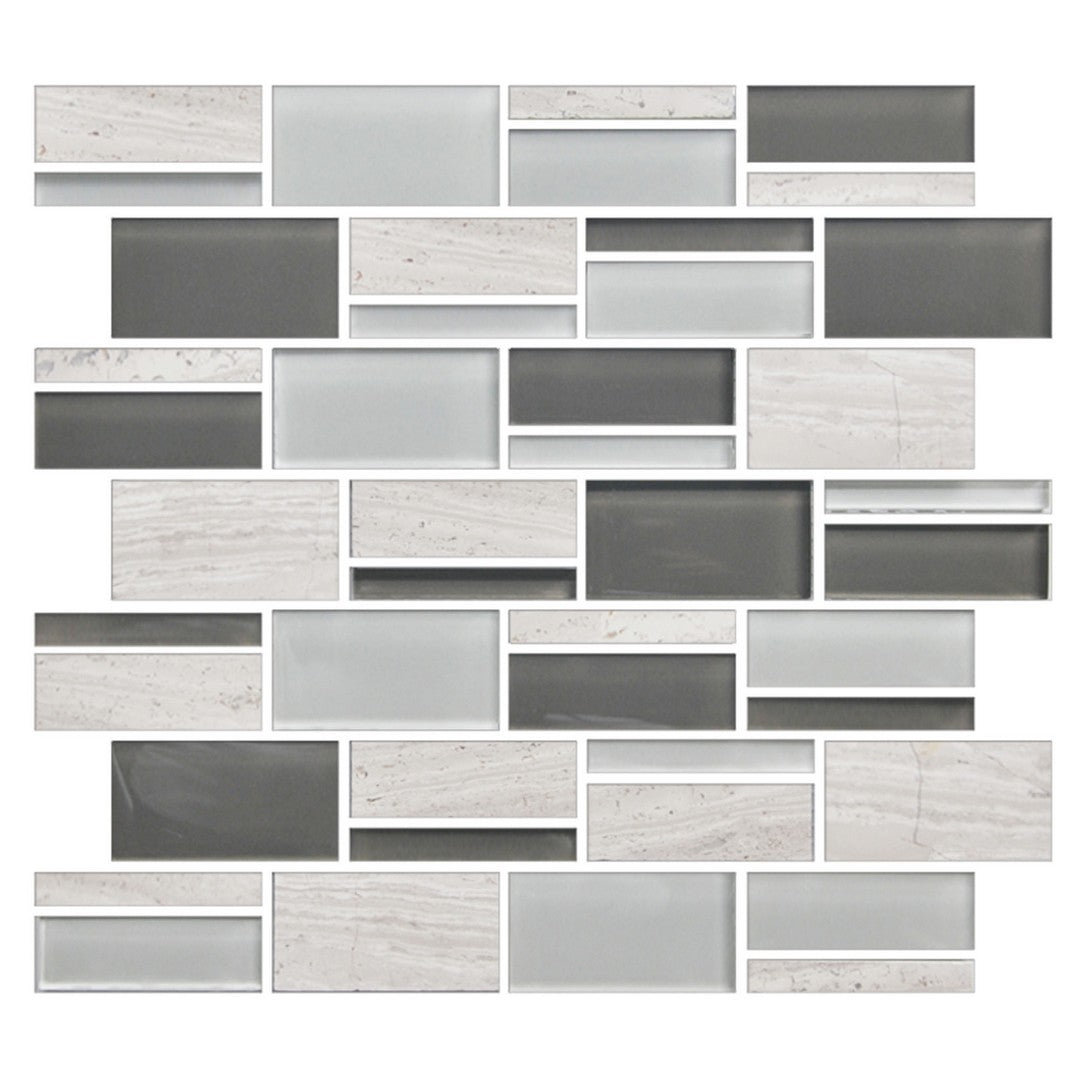 American Olean Color Appeal Glossy 12" x 13" Glass & Stone Mosaic, Mountain Morning, 12" x 13"