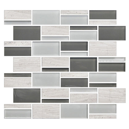 American Olean Color Appeal Glossy 12" x 13" Glass & Stone Mosaic, Mountain Morning, 12" x 13"