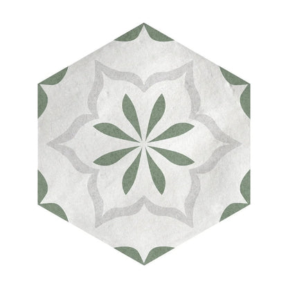 Lungarno Casablanca 5.5" x 6" Rectified Matte Porcelain Floor Deco Tile, Emerald Flower Deco, 5.51" x 6.34"