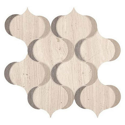 Marazzi Castellina 14" x 14" Honed Modern Arabesque Natural Stone Mosaic, Gray And Fawn, 13.87" x 14.37"