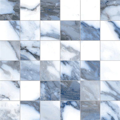 Happy Floors Crash 12" x 12" Polished Porcelain 2" Mosaic, Blue, 12" x 12"