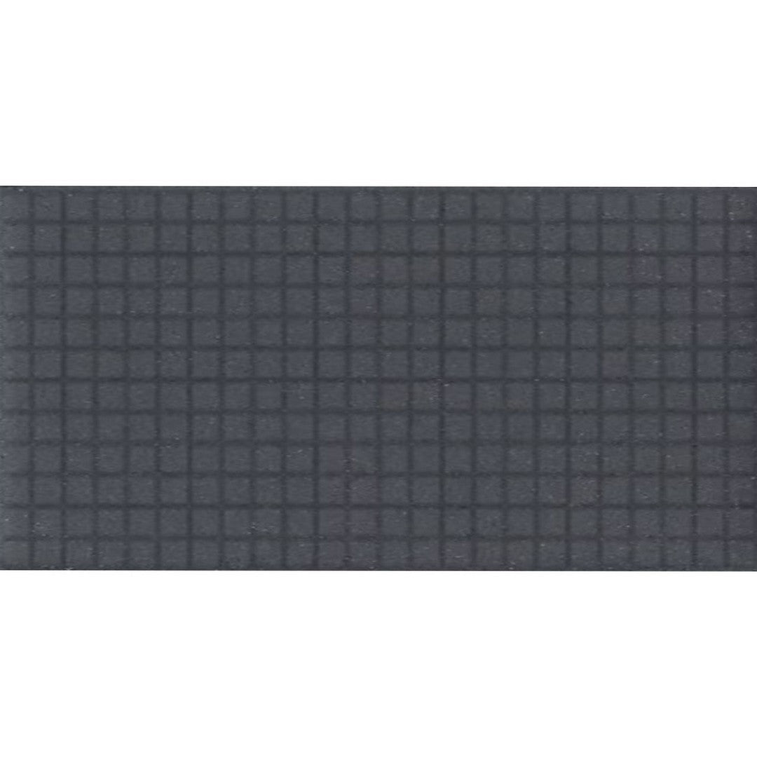 Daltile Keystones 12" x 24" Matte Porcelain 1" Straight Joint Abrasive Mosaic, Black | Ebony, 12" x 24"
