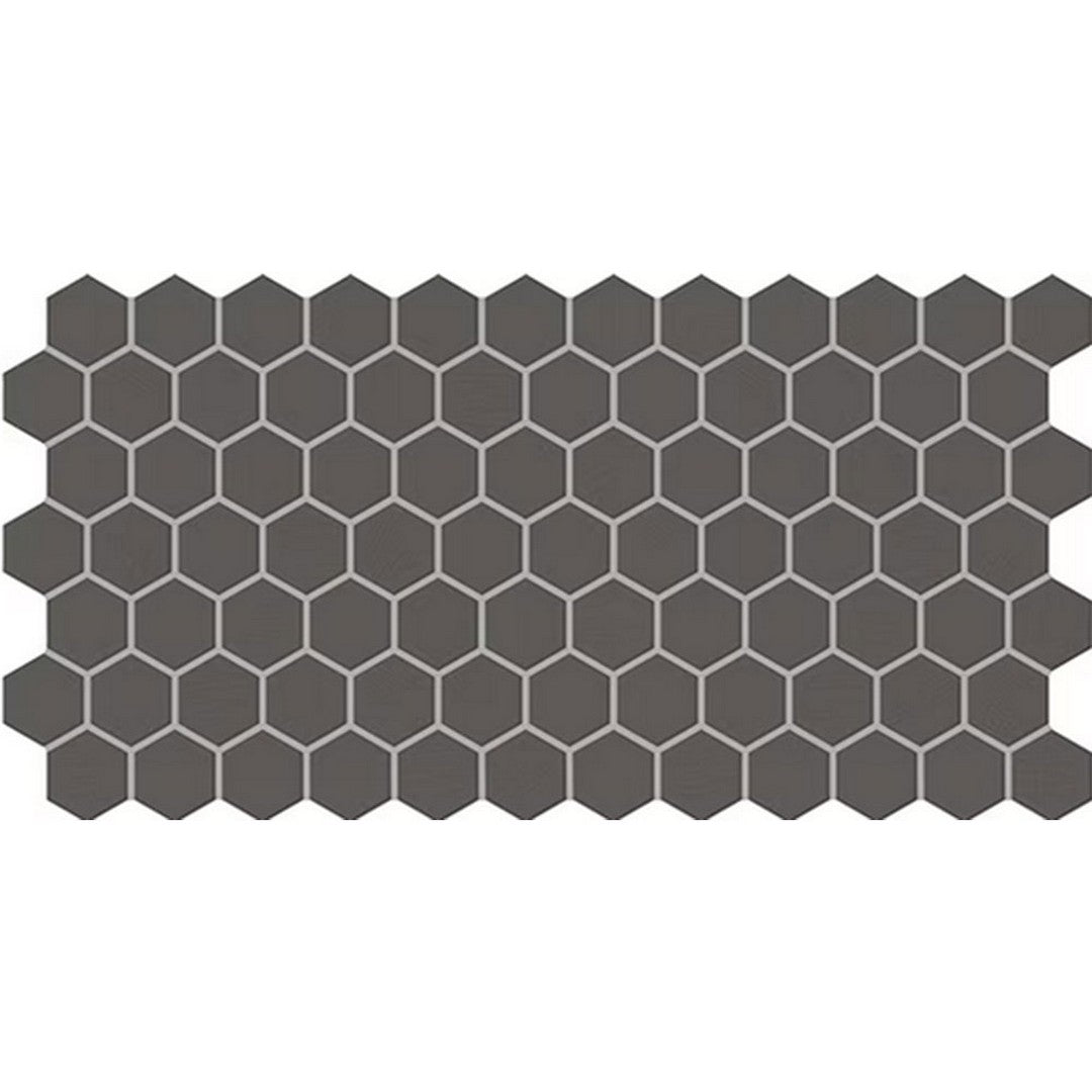 Daltile Keystones 12" x 24" Matte Porcelain 2" Hexagon Mosaic, Black | Ebony, 12" x 24"