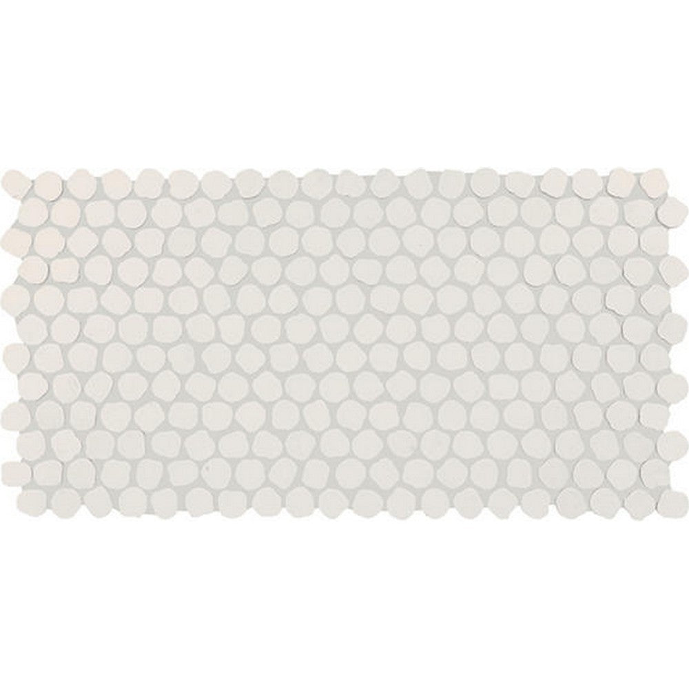 Daltile Keystone 12" x 22" Matte Porcelain 1" Organic Penny Mosaic, Arctic White, 12" x 22"