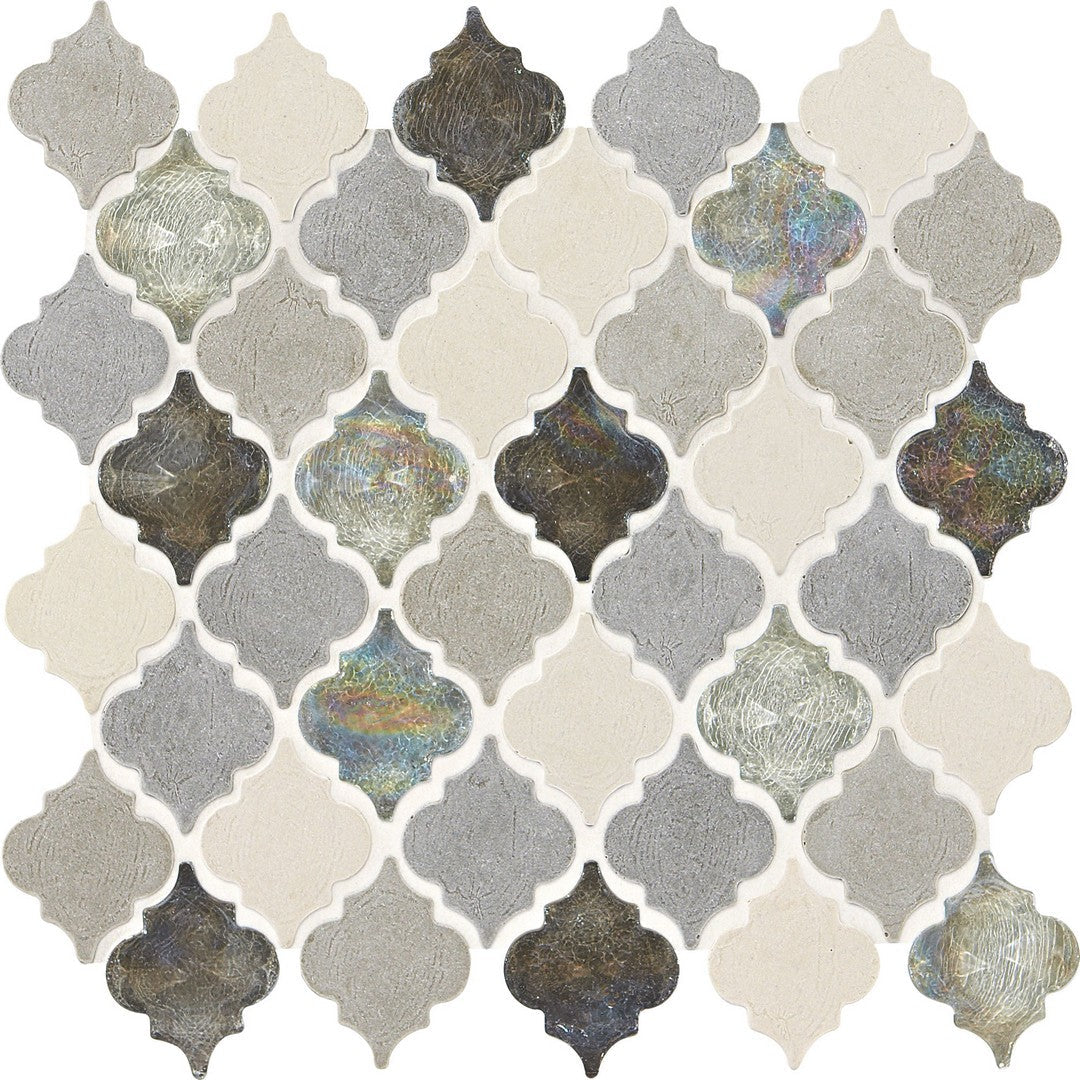 Daltile Decorative Accents 12" x 14" Mix Natural Stone 2" Baroque Mosaic, Gris Et Blanc, 12" x 14"