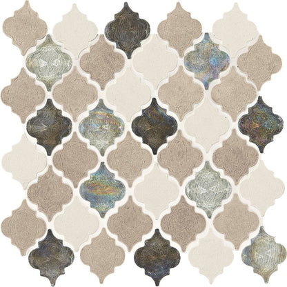 Daltile Decorative Accents 12" x 14" Mix Natural Stone 2" Baroque Mosaic, Blanc Et Beige, 12" x 14"