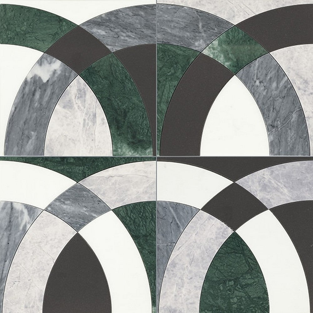 Daltile Eclessia Marble 12" x 12" Polished Natural stone Arches Mosaic, Cristallo Blend, 11.81" x 11.81"